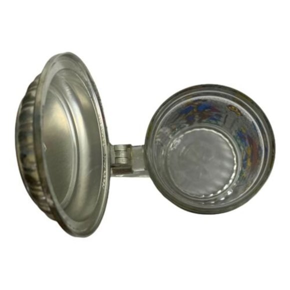 Vintage German BMF Glass Beer Stein Pewter Lid Stained Glass Crackle Pattern - Picture 6 of 8